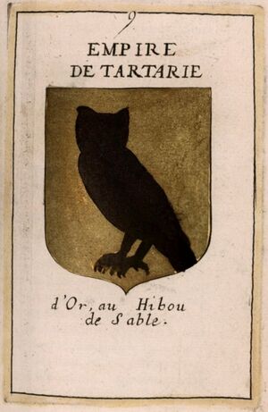 1682 La Geographie Universelle by Pierre Du Val Empire de Tartarie (coat-of-arms).jpg